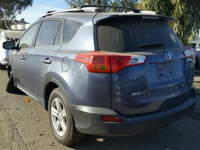 JTMWFREV1DD021049 - 2013 TOYOTA RAV4 XLE BLUE photo 3