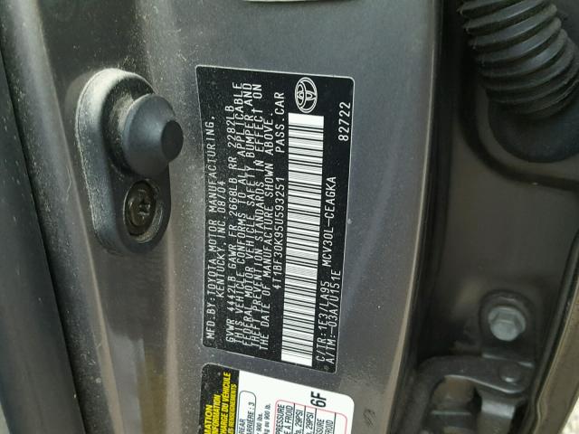 4T1BF30K95U593251 - 2005 TOYOTA CAMRY LE GRAY photo 10