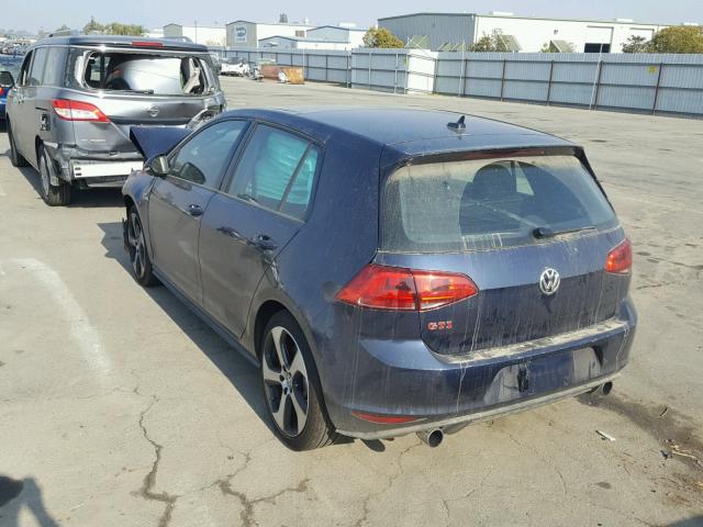 3VW447AU8HM073137 - 2017 VOLKSWAGEN GTI S/SE BLUE photo 3