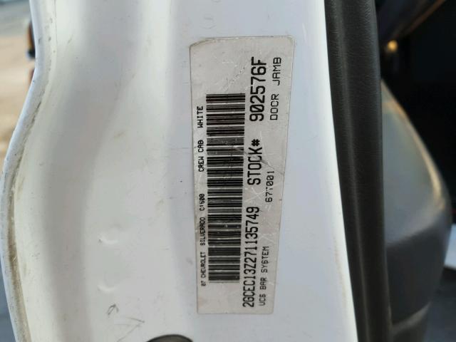 2GCEC13Z271135749 - 2007 CHEVROLET SILVERADO WHITE photo 10