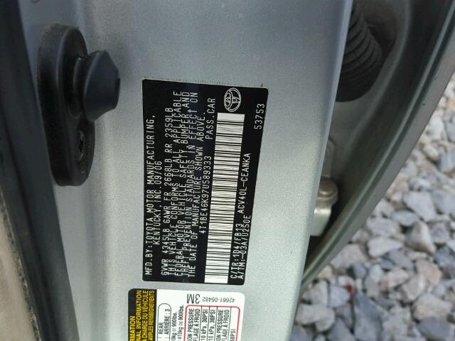 4T1BE46K97U589333 - 2007 TOYOTA CAMRY NEW SILVER photo 10