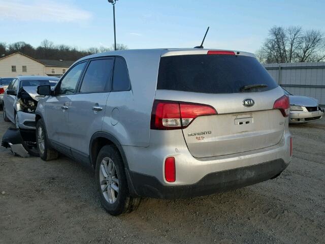 5XYKT3A64FG630708 - 2015 KIA SORENTO LX SILVER photo 3