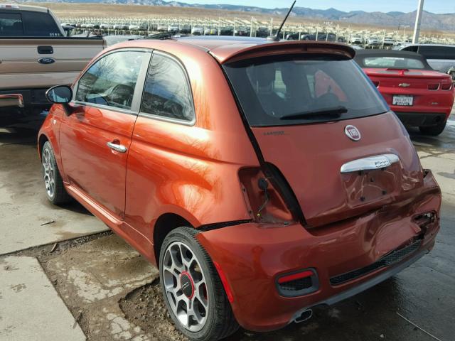 3C3CFFBR9DT523444 - 2013 FIAT 500 SPORT ORANGE photo 3