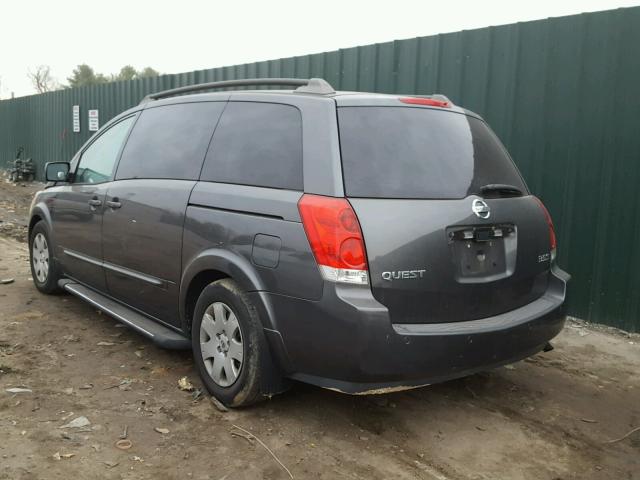 5N1BV28U85N108689 - 2005 NISSAN QUEST S CHARCOAL photo 3