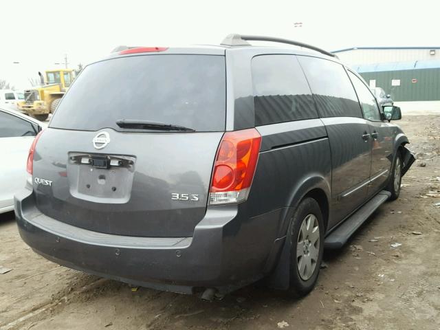 5N1BV28U85N108689 - 2005 NISSAN QUEST S CHARCOAL photo 4