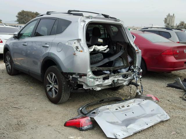 2T3WFREV6HW341301 - 2017 TOYOTA RAV4 XLE SILVER photo 3
