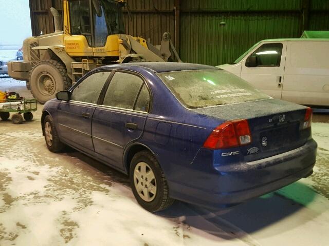 1HGES16325L008227 - 2005 HONDA CIVIC DX V BLUE photo 3