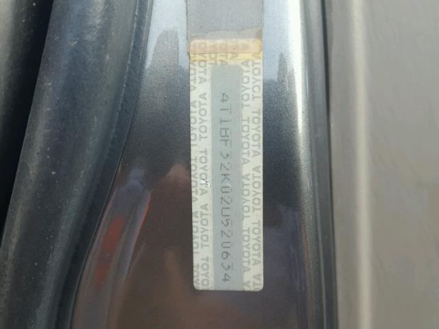 4T1BF32K02U520634 - 2002 TOYOTA CAMRY LE 灰色 照片 10