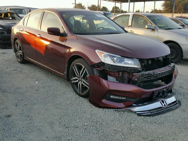 1HGCR2F57GA080243 - 2016 HONDA ACCORD SPO MAROON photo 1