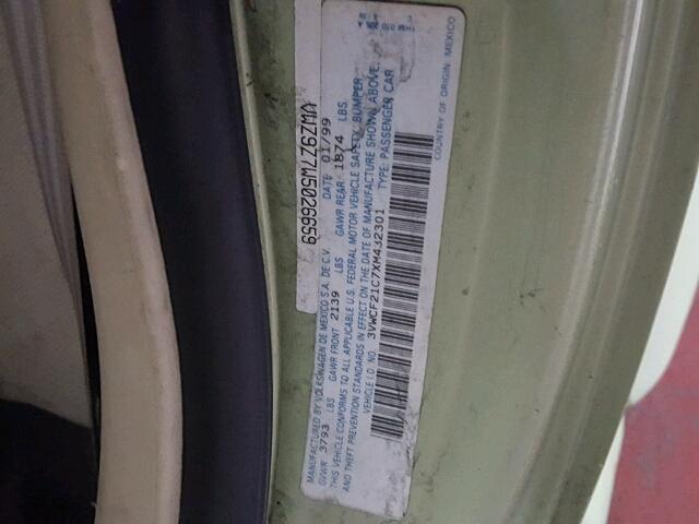 3VWCF21C7XM432301 - 1999 VOLKSWAGEN NEW BEETLE 绿色 照片 10