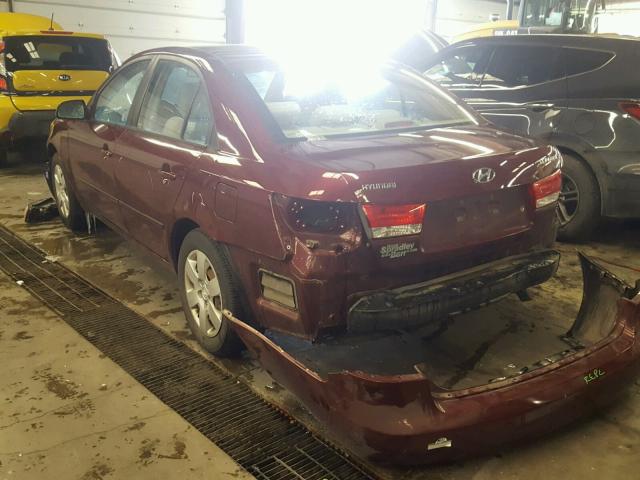 5NPET46C78H374691 - 2008 HYUNDAI SONATA GLS MAROON photo 3