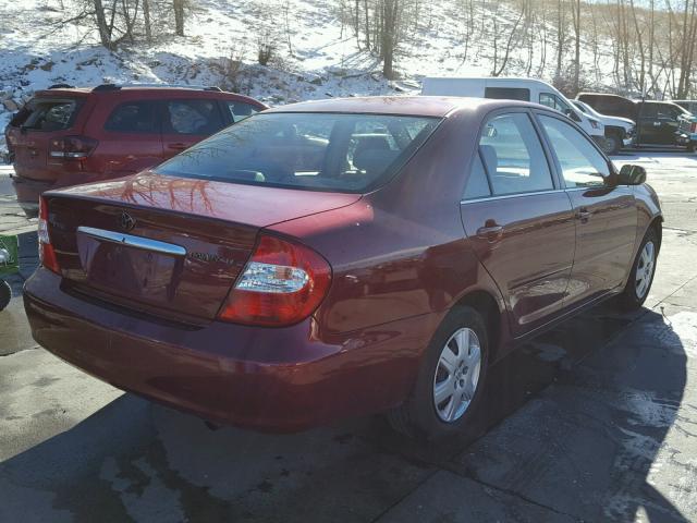 JTDBE30K240261617 - 2004 TOYOTA CAMRY LE ბურგუნდია ფოტო 4