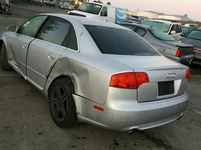 WAUAF78E78A114141 - 2008 AUDI A4 2.0T SILVER photo 3