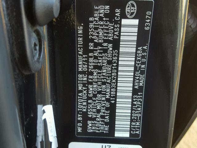 4T1BB3EK2BU143635 - 2011 TOYOTA CAMRY HYBR BLACK photo 10