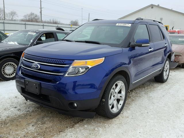 1FM5K8F88EGB36771 - 2014 FORD EXPLORER L BLUE photo 2