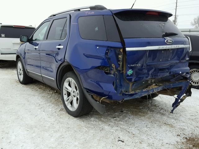 1FM5K8F88EGB36771 - 2014 FORD EXPLORER L BLUE photo 3