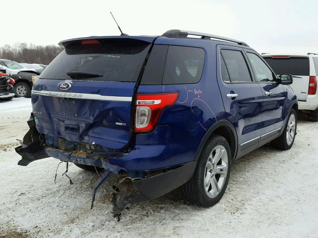 1FM5K8F88EGB36771 - 2014 FORD EXPLORER L BLUE photo 4