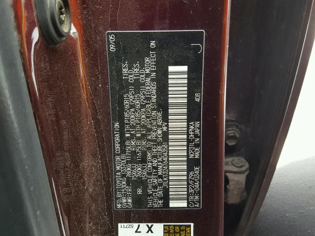 JTLKT324764043581 - 2006 TOYOTA SCION XB MAROON photo 10