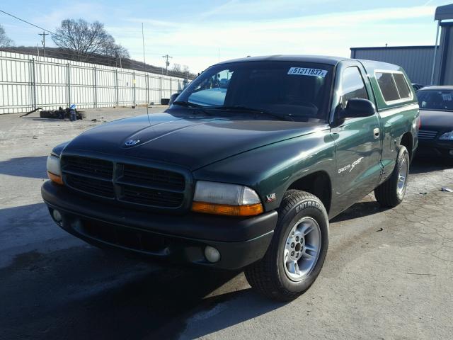 1B7FL26X4YS529548 - 2000 DODGE DAKOTA GREEN photo 2