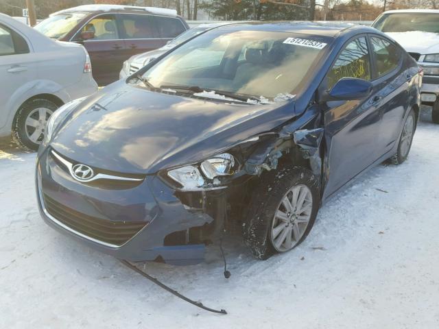 KMHDH4AEXEU053957 - 2014 HYUNDAI ELANTRA SE BLUE photo 2