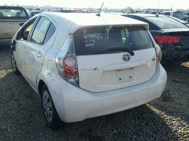 JTDKDTB38D1545563 - 2013 TOYOTA PRIUS C WHITE photo 3