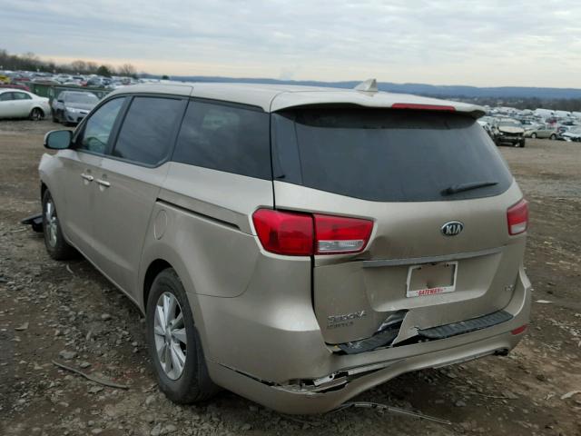 KNDMB5C11H6307487 - 2017 KIA SEDONA LX BEIGE photo 3