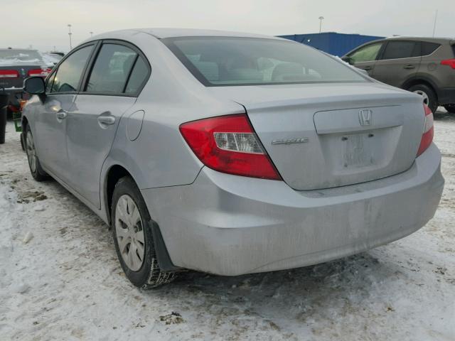 19XFB2F58CE072076 - 2012 HONDA CIVIC LX SILVER photo 3