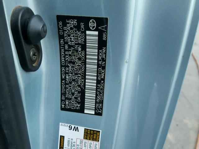 JTKDE177X60115086 - 2006 TOYOTA SCION TC 蓝色 照片 10