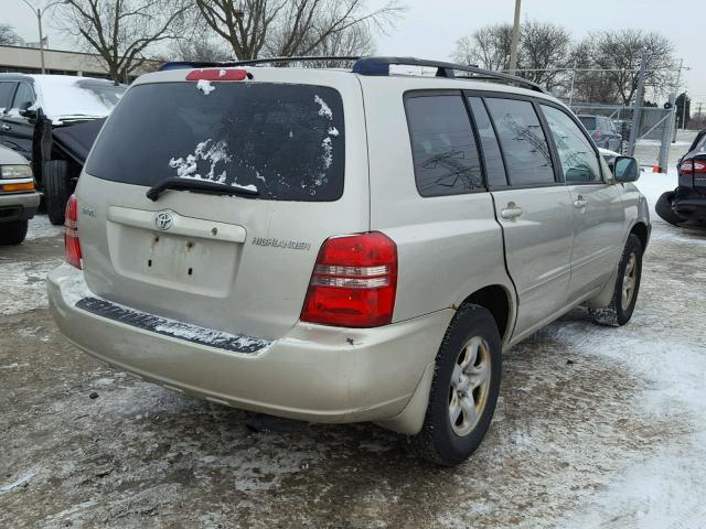 JTEGD21A920043496 - 2002 TOYOTA HIGHLANDER TAN photo 4