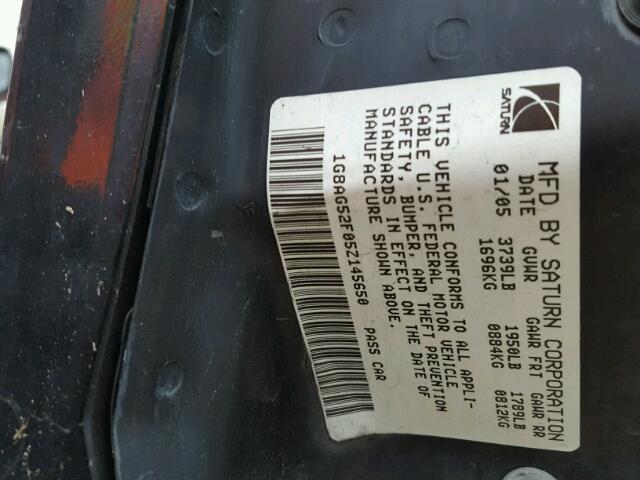 1G8AG52F05Z145650 - 2005 SATURN ION LEVEL 黑色 照片 10