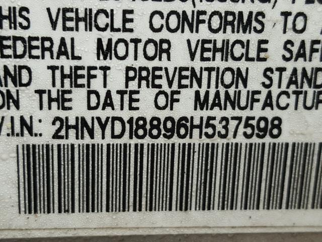 2HNYD18896H537598 - 2006 ACURA MDX TOURIN SILVER photo 10