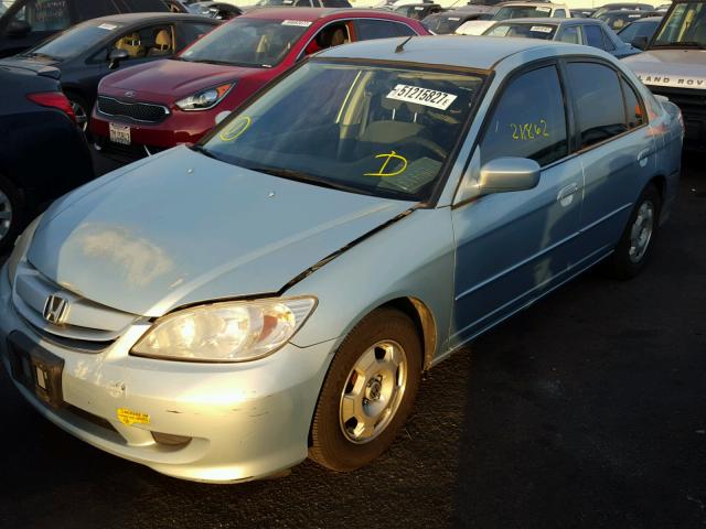 JHMES96605S006374 - 2005 HONDA CIVIC HYBR BLUE photo 2