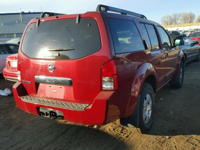 5N1AR18W47C620296 - 2007 NISSAN PATHFINDER RED photo 4