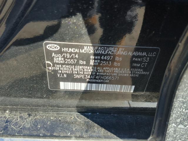 5NPE34AF4FH066571 - 2015 HYUNDAI SONATA SPO BLACK photo 10