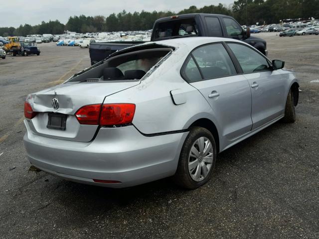 3VW2K7AJ4CM326174 - 2012 VOLKSWAGEN JETTA BASE SILVER photo 4