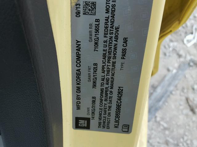 KL8CB6S99EC442621 - 2014 CHEVROLET SPARK LS YELLOW photo 10