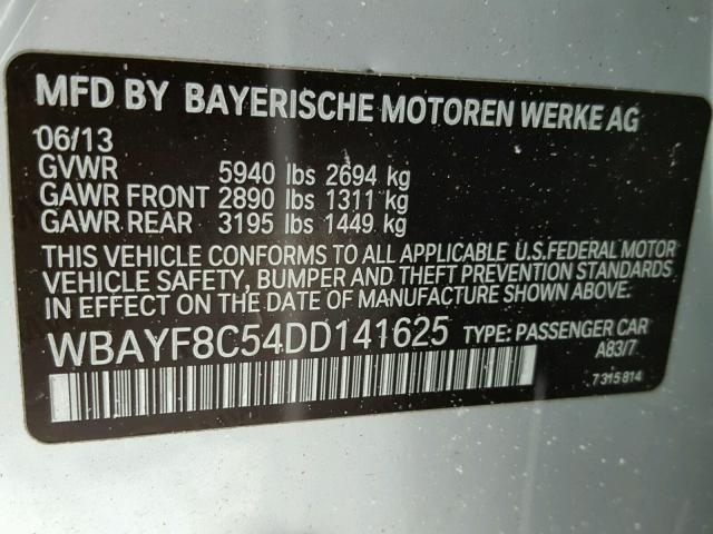 WBAYF8C54DD141625 - 2013 BMW 750LI XDRI SILVER photo 10