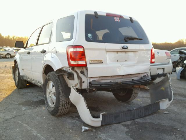 1FMCU02Z88KE50570 - 2008 FORD ESCAPE XLS WHITE photo 3