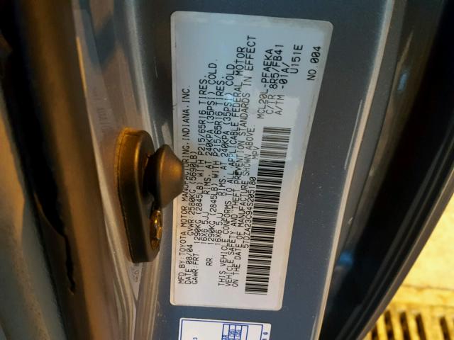 5TDZA23C94S205180 - 2004 TOYOTA SIENNA CE BLUE photo 10