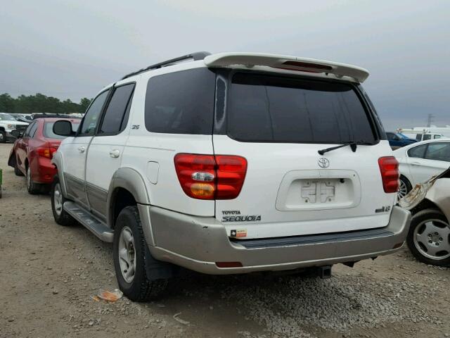 5TDZT34A82S104531 - 2002 TOYOTA SEQUOIA SR WHITE photo 3