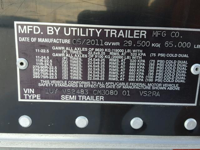 1UYVS2483CM308001 - 2012 UTILIMASTER TRAILER BLACK photo 10