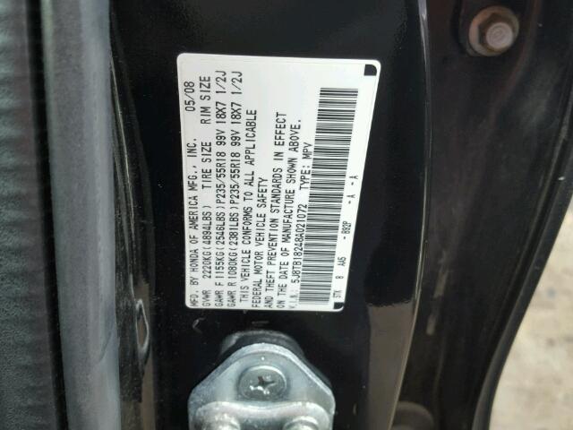 5J8TB18248A021072 - 2008 ACURA RDX BLACK photo 10