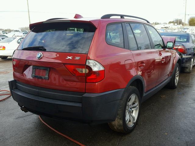 WBXPA93455WD09603 - 2005 BMW X3 3.0I MAROON photo 4