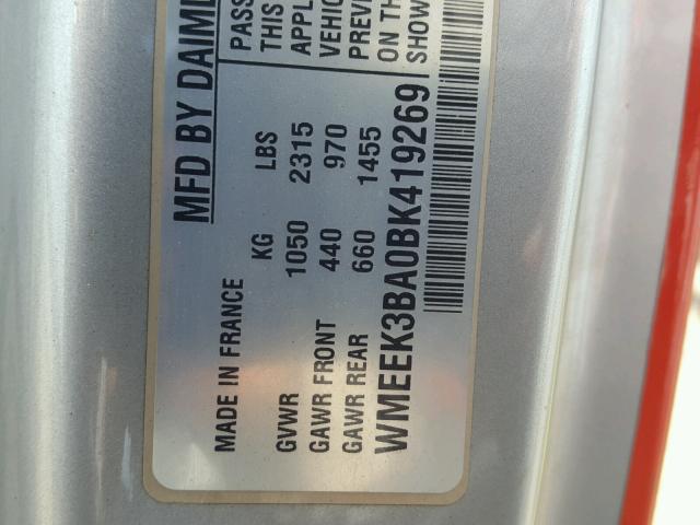 WMEEK3BA0BK419269 - 2011 SMART FORTWO PAS 红色 照片 10