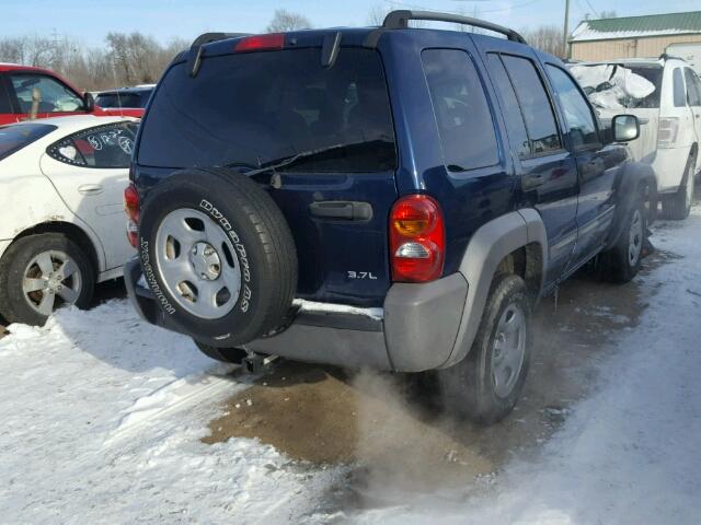 1J4GL48K34W222869 - 2004 JEEP LIBERTY SP BLUE photo 4