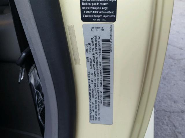 3VWSF31Y86M303821 - 2006 VOLKSWAGEN NEW BEETLE ყვითელი ფოტო 10