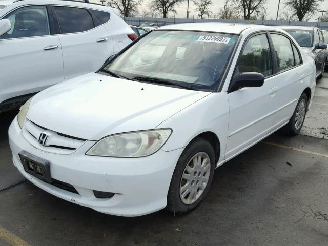 2HGES16545H521493 - 2005 HONDA CIVIC LX WHITE photo 2