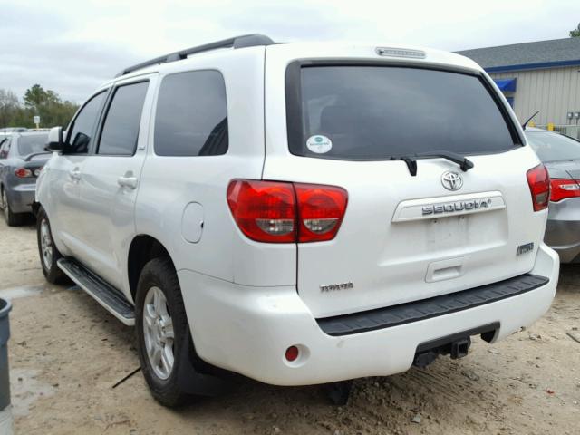 5TDBY64A18S007636 - 2008 TOYOTA SEQUOIA SR WHITE photo 3