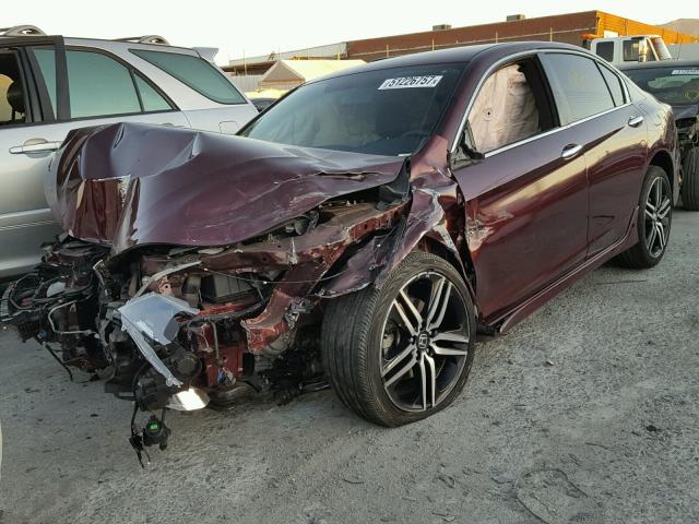 1HGCR2F53HA029727 - 2017 HONDA ACCORD SPO MAROON photo 2