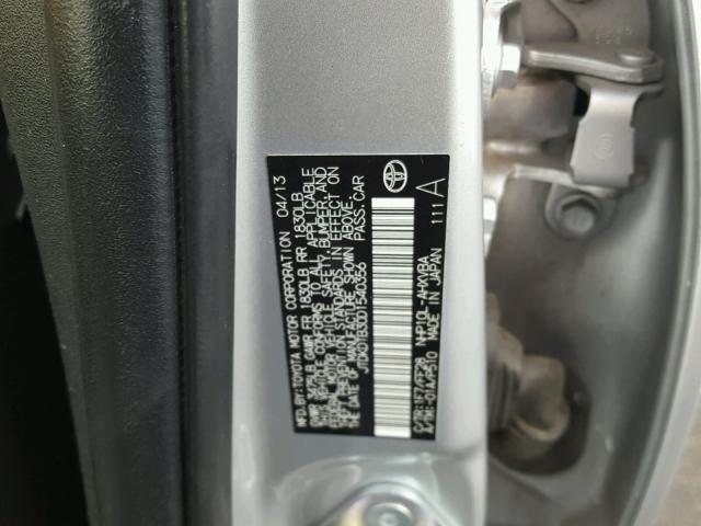 JTDKDTB30D1540356 - 2013 TOYOTA PRIUS C SILVER photo 10